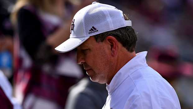 Jimbo Fisher coaching Texas A&M.